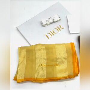 EUC Dior Golden Yellow 100 %Silk Scarf/Large Box  /Ribbon